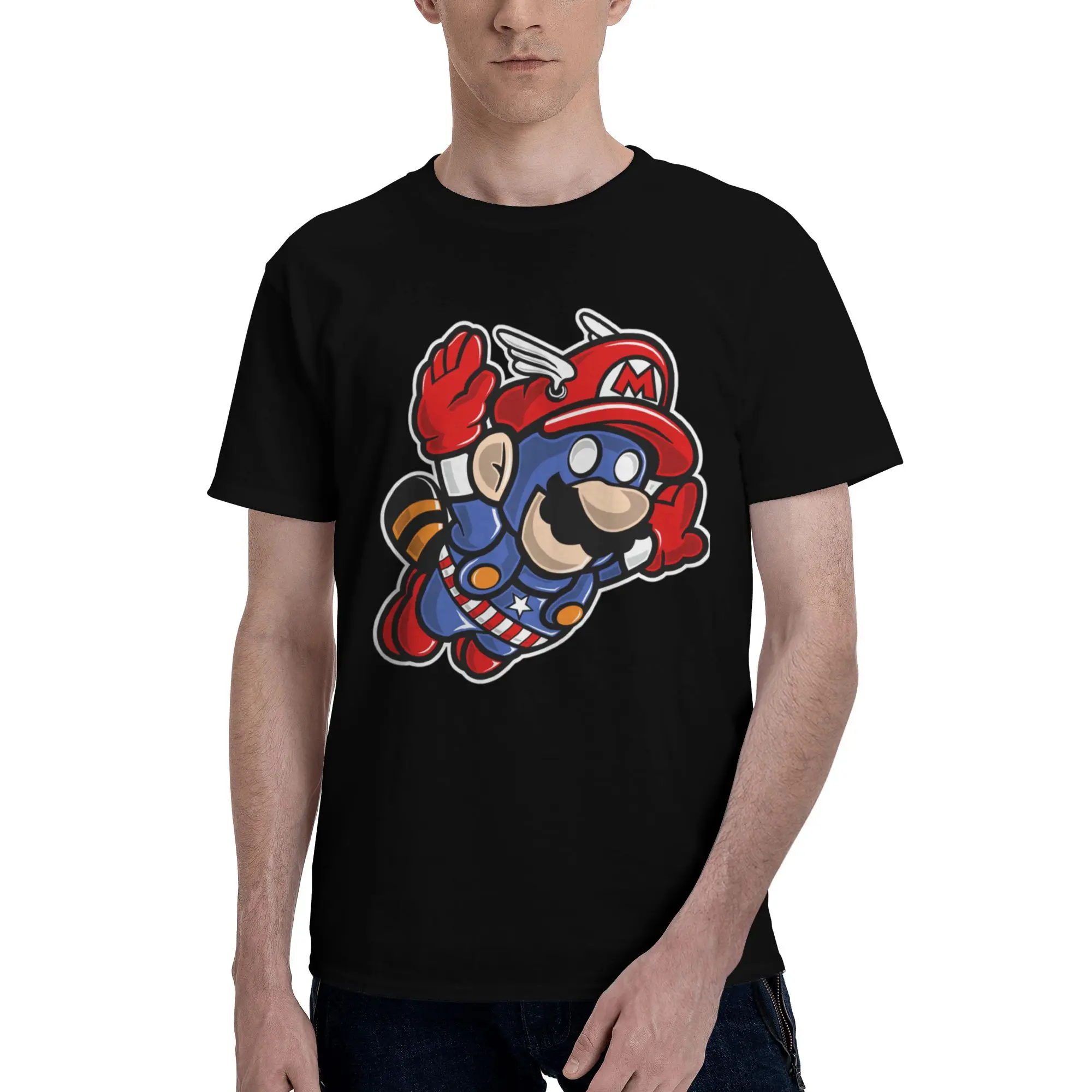 

Custom Men's M-Marioed T Shirts Short Sleeve Cotton Tshirts Streetwear T-shirt Casual Funny Cartoon Tee Slim Fit Clothing