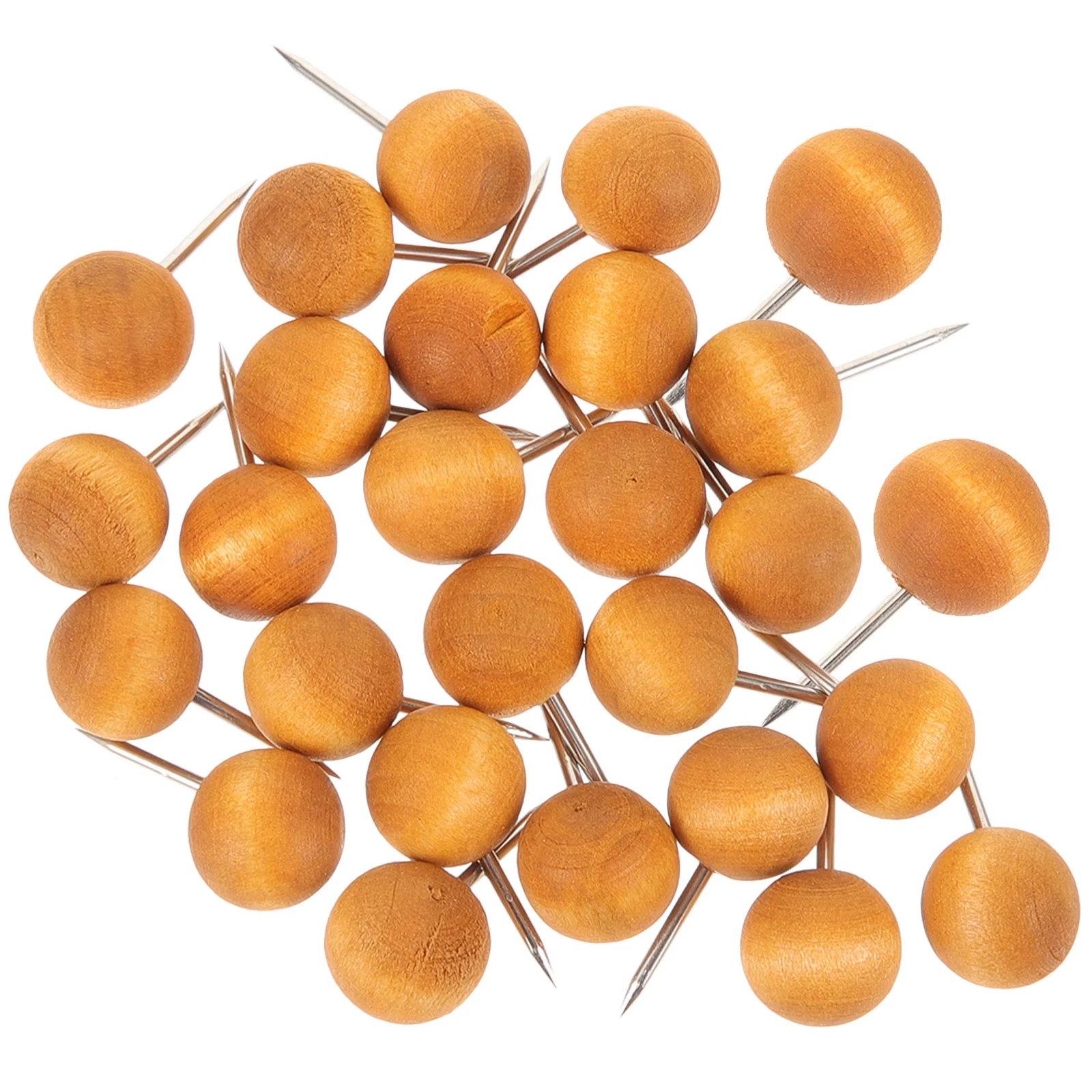 100Pcs Decorative Wooden Push Pins Classic Design Sturdy Photo Board Cork Strip Map Marking Office Cubicle