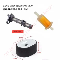 AIR FILTER OIL FILTER DIESEL FILTER FIT DIESEL GENERATOR 3KW 5KW 7KW KDE6500 KDF7500 ENGINE 178F KM186F 192F GENERATOR PART