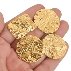 5pcs Stainless Steel Rectangle Embossed Charms for Jewelry Gold Plated Earrings Making Supplies Charm Connectors Diy Findings