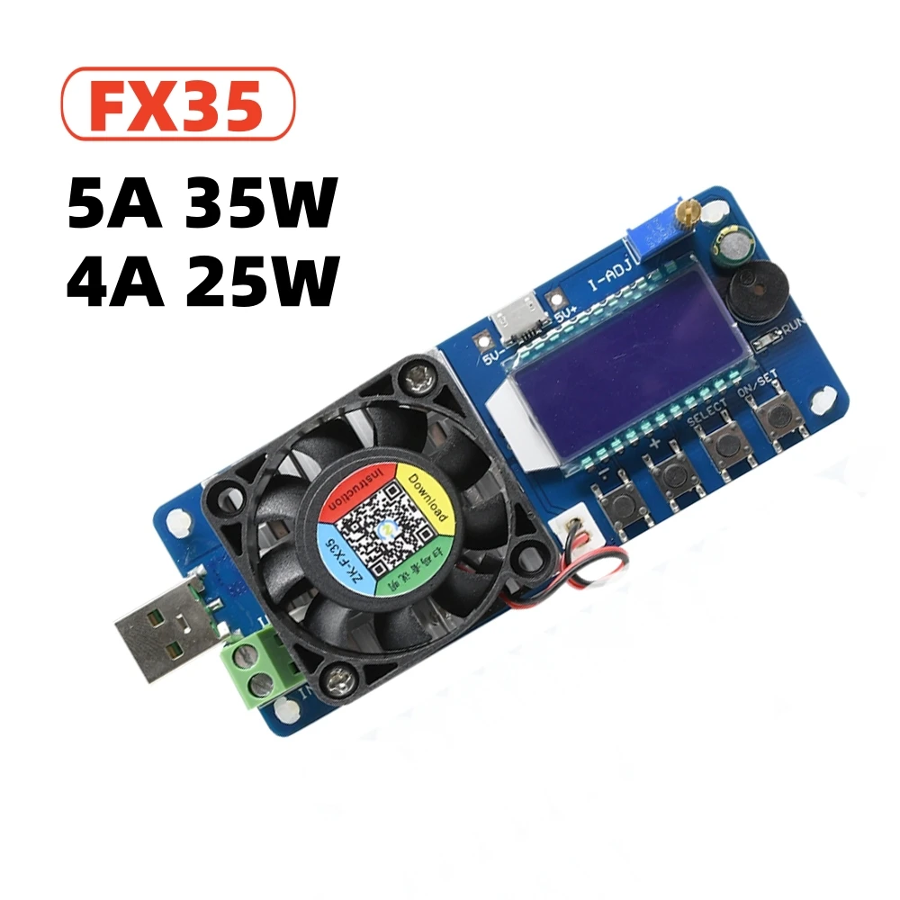 FX25 4A 25W / FX35 5A 35W Electronic Load Battery Capacity Tester Constant Current USB Power Detector Adjustable Resistor