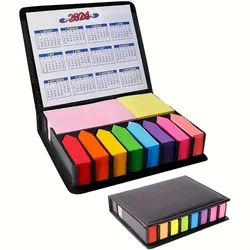 1000 hojas de pegatinas de conveniencia con caja de cuero PU, Bloc de notas colorido, Bloc de notas para estudiante de escuela, álbum de recortes, regalo para niña y niño, oficina en casa