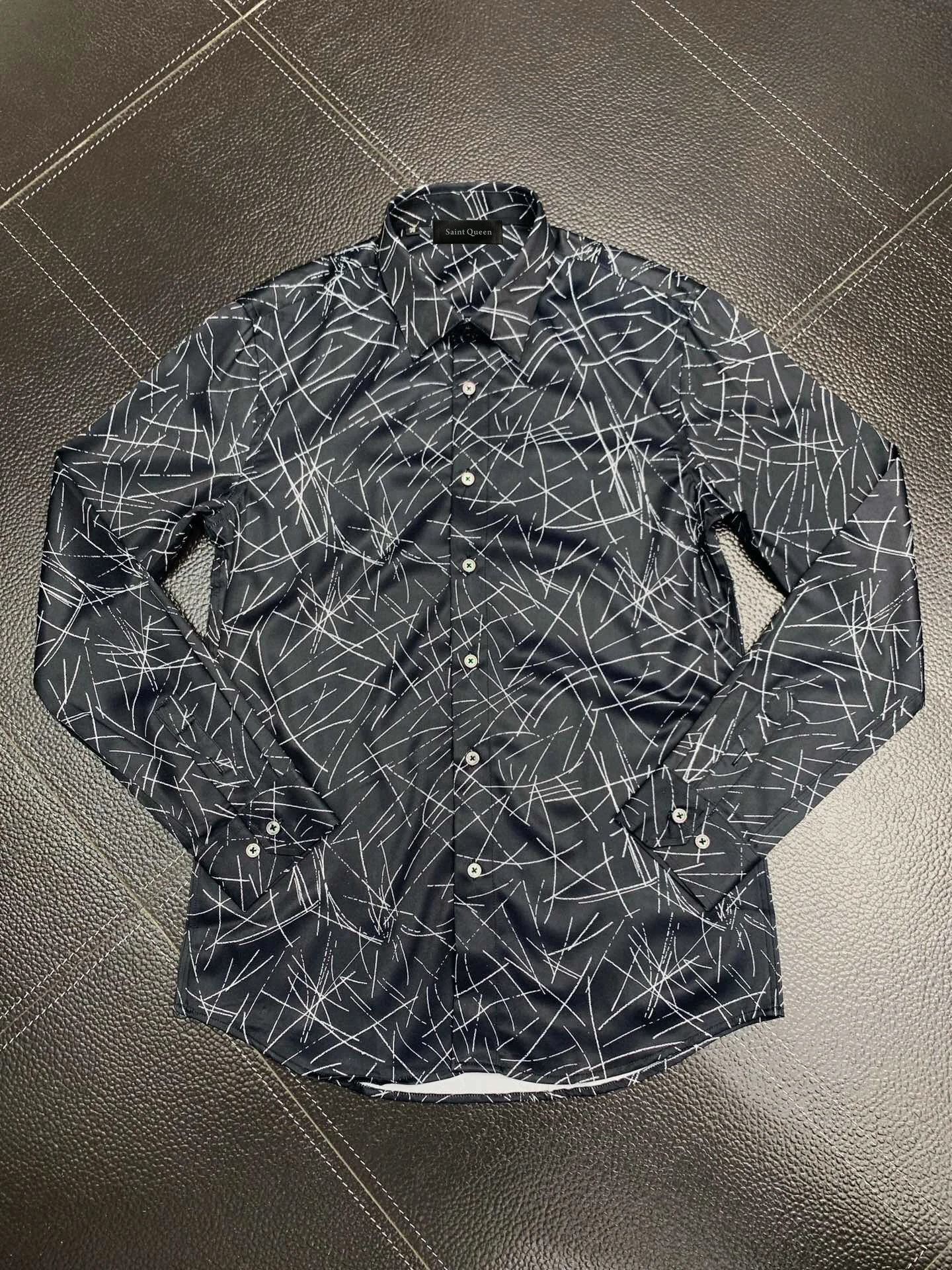 

Мужская рубашка Saint Queen, облегающая эластичная рубашка с гибким воротником и складными ремнями, мужские классические рубашки на пуговицах, рабочие хлопковые топы | 636