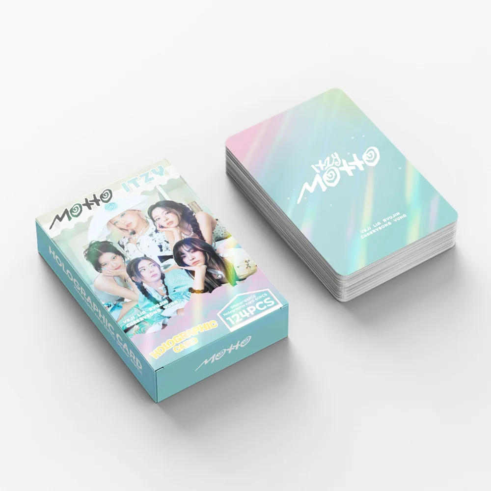 124 mini-cartes laser Groupe de filles Nouvel album MOTTO Cartes flash Autocollants photos de célébrités Carte LOMO Cadeau