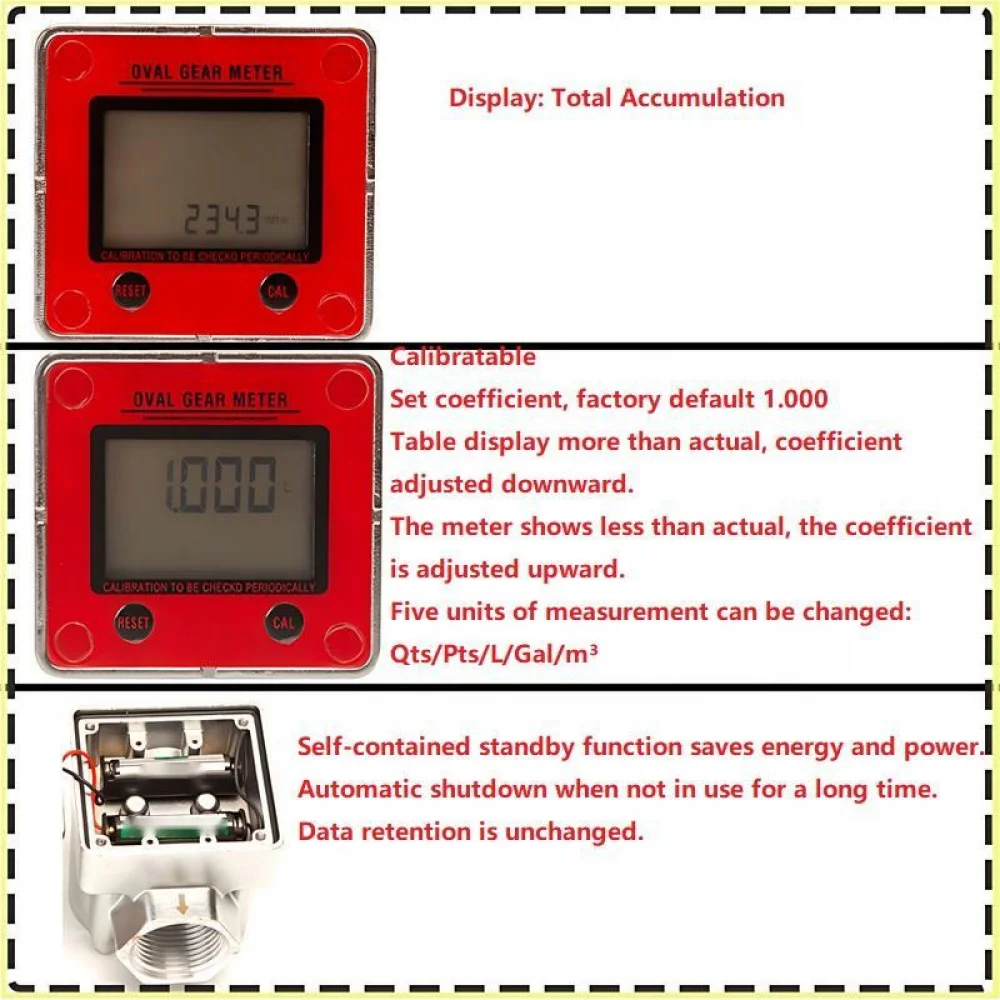 DN20 DN25 Electronic Flowmeter Digital Display Flow Meter Oval Gear Flow Meter Liquid Oil Diesel Kerosene Gasoline Liquid Meter