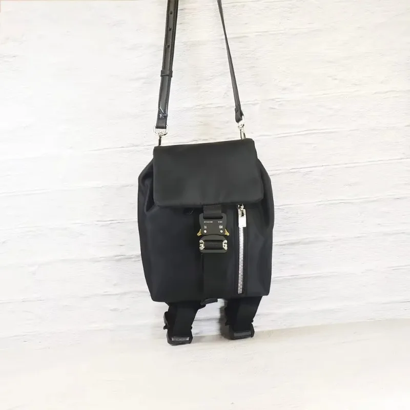 1017 Alyx Drawstring Backpack High Street Metal Buckle Black Nylon Crossbody Bag for Man Women