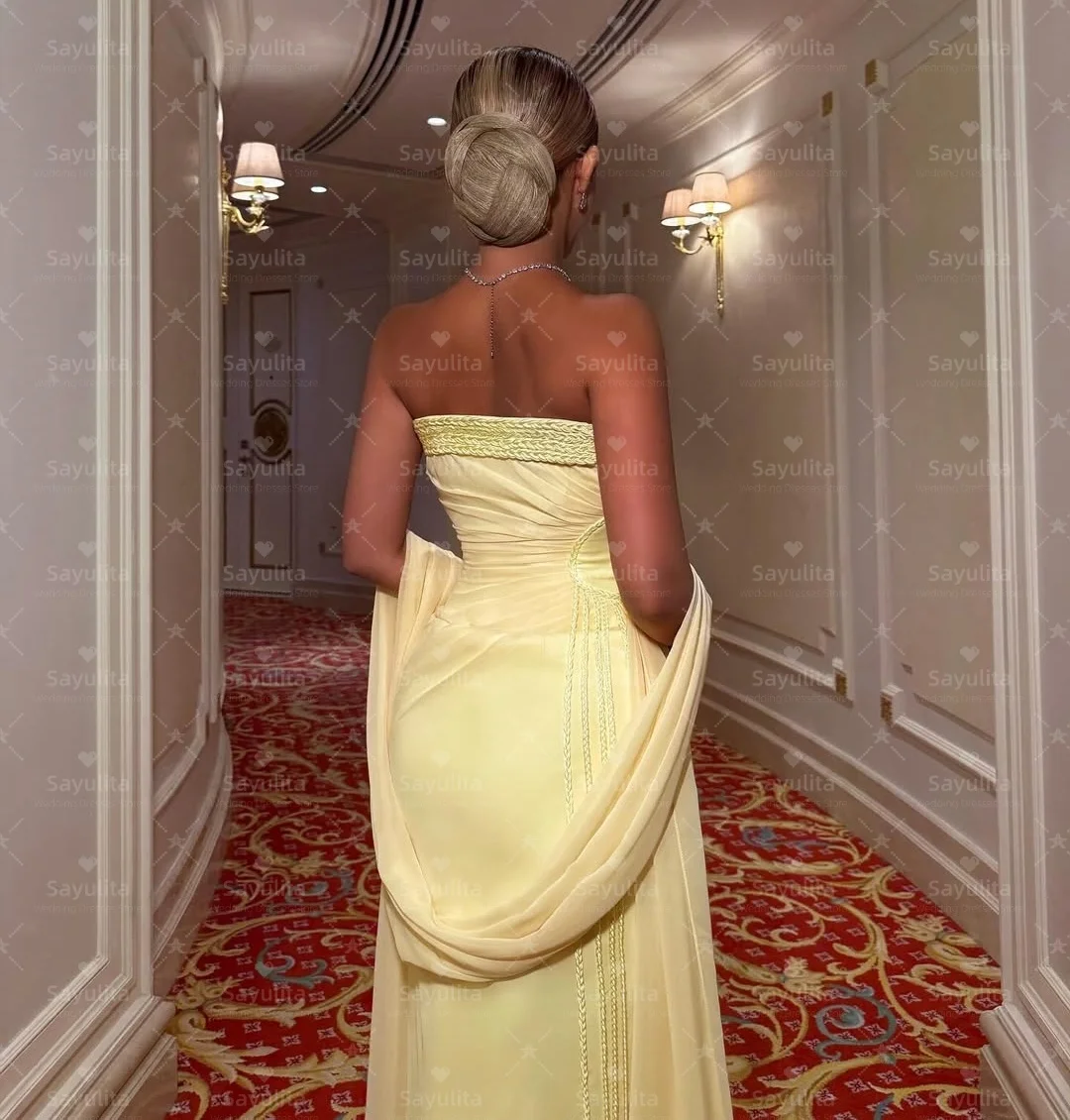 Sayulita الشيفون فساتين لحضور الحفلات الموسيقية بدون حمالات شق جانبي طويل شرابات كوكتيل فستان سهرة مع شالات فساتين رسمية مخصصة #6