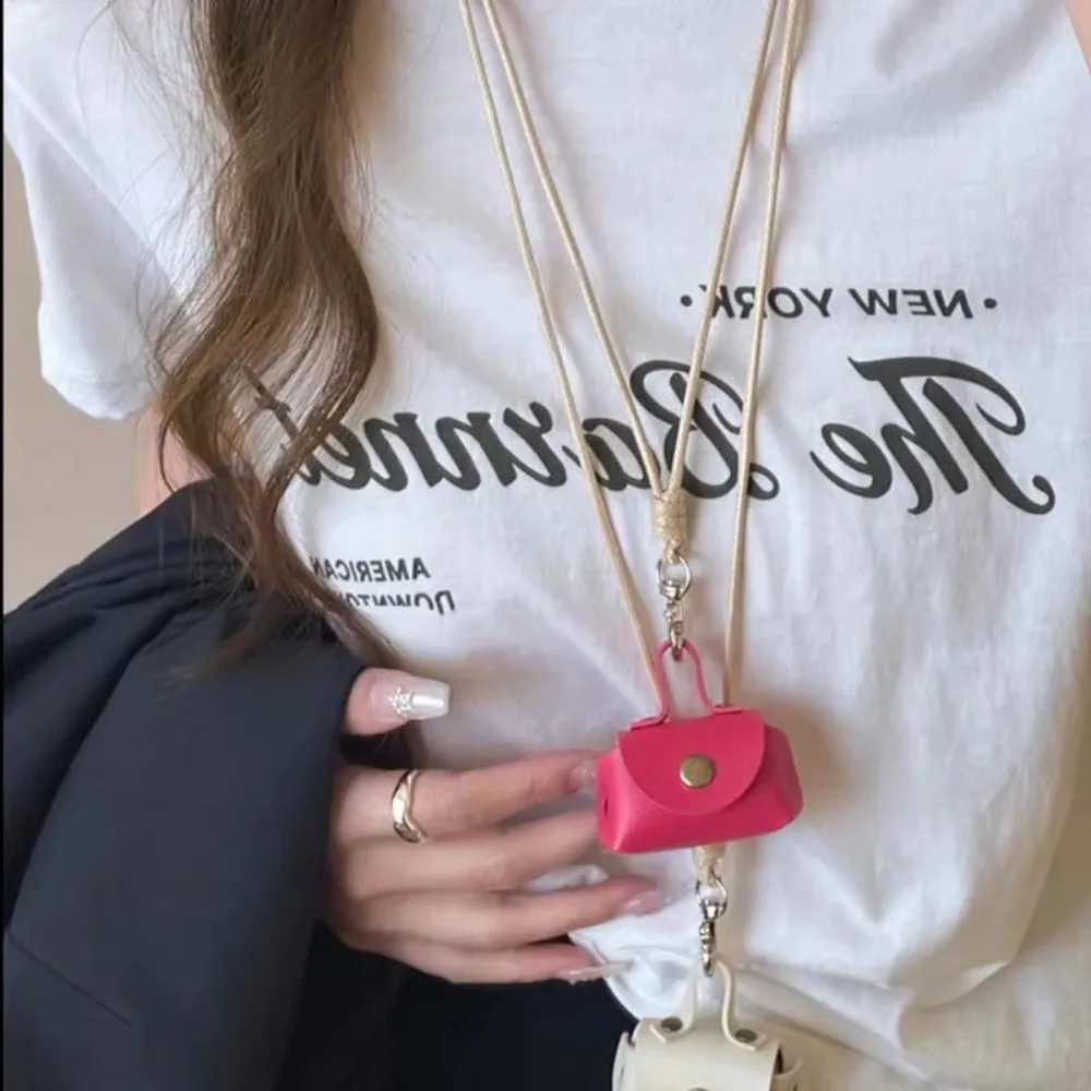 

Fashion Leather Hanging Neck Coin Purse Necklace Gifts Pendant Headphone Bag Long Sweater Chain Women