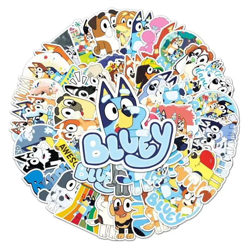 Bluey family water cup stickers Bingo and her friends cartoon notebook computer stickers with various patterns decoration 50pcs