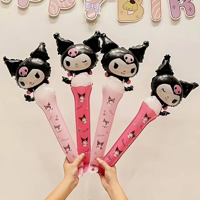 10/20/30 Uds Sanriou Kuromi Melody globo de mano palo globos de aluminio conjunto chica feliz cumpleaños fiesta concierto atmósfera Accesorios