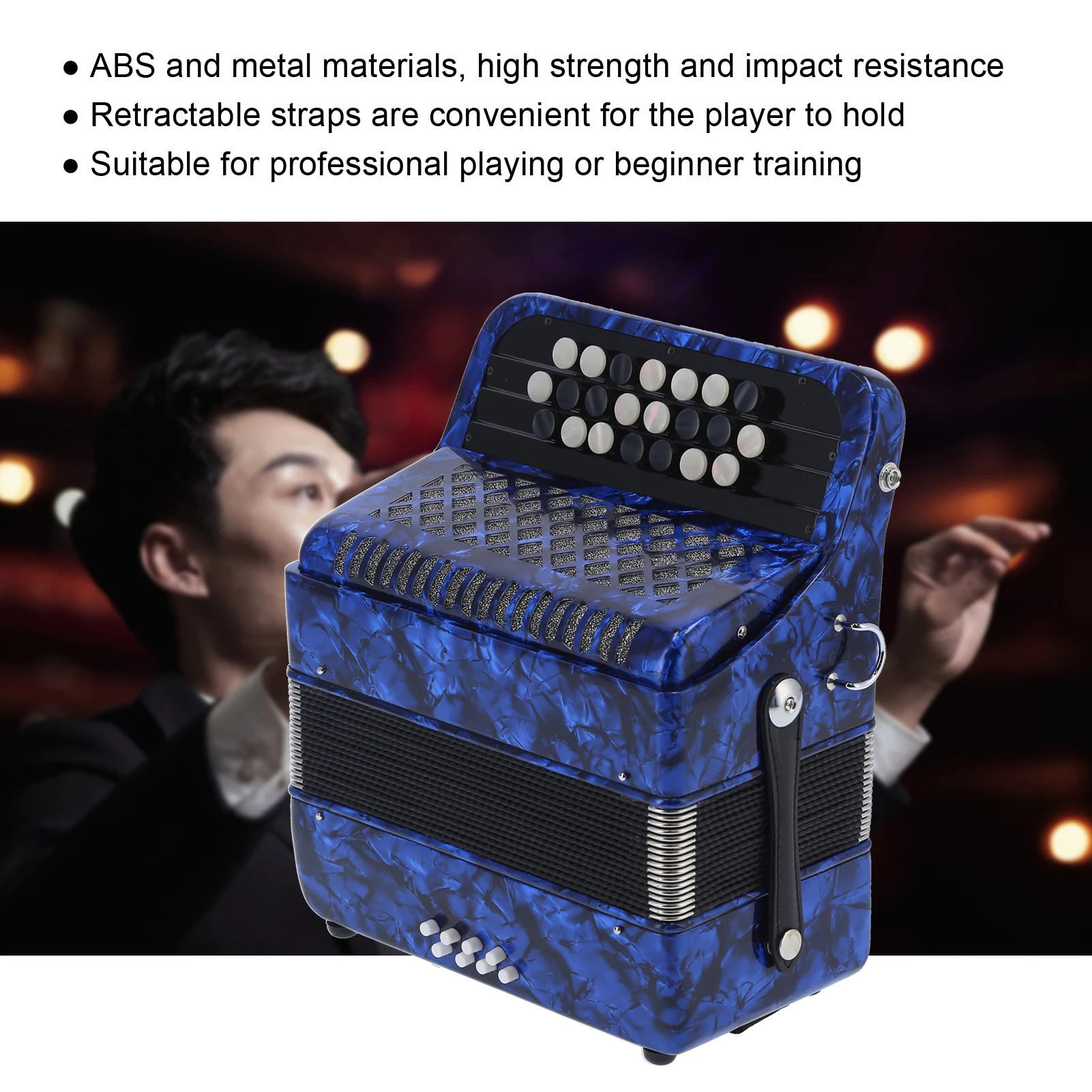 

22 Key Accordian Accordian 22 Key 8 Bass Professional Button Instrument for Beginner with Storage Bag Button Accordian