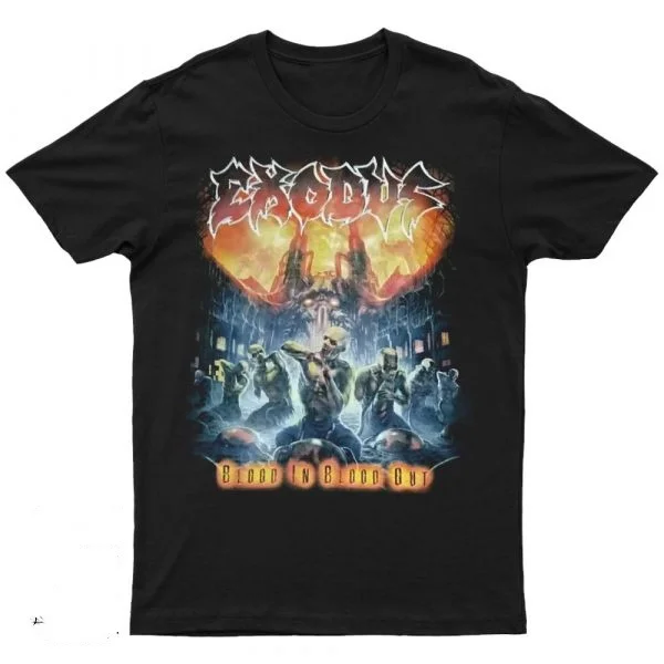 

Новинка EXODUS 2024 года — BLOOD IN BLOOD OUT с принтом унисекс, тренд уличной моды, с короткими рукавами, круглый вырез из чистого хлопка