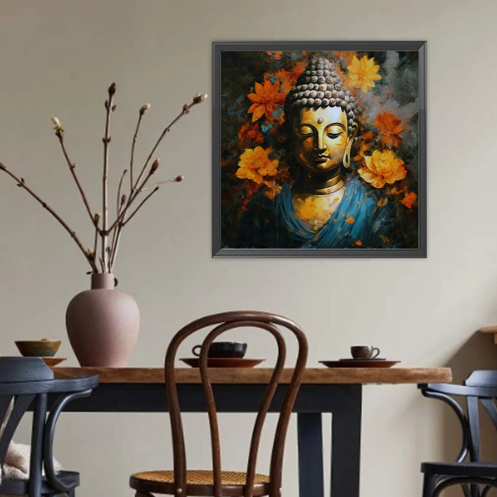 5D DIY Full Round Drill Diamond Painting Buddha Kit Home Decor Art Craft 40x40cm