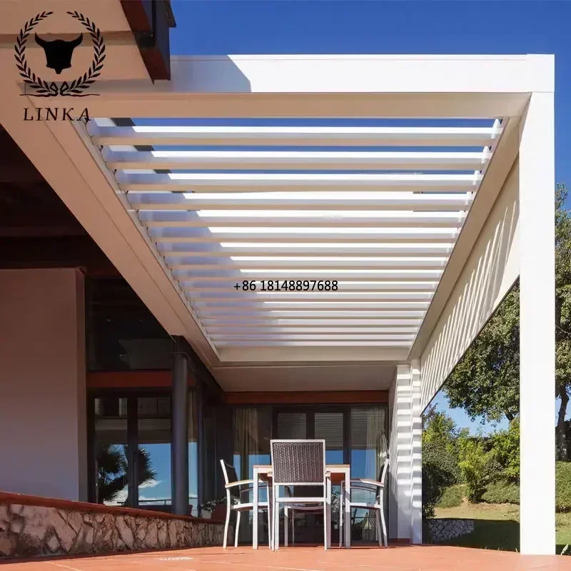 Bioclimatic Pergola Garden Waterproof Aluminium outdoor louvered roof Gazebos with remote contrlol Bioclimatic Pergola