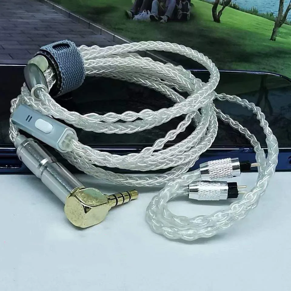 Câble d'écouteur amélioré micro 8 cœurs, bricolage, monocristallin, cuivre, placage d'argent, 3.5mm, MMCX 0.78, 2 broches avec microphone, sauna, câble de téléphone