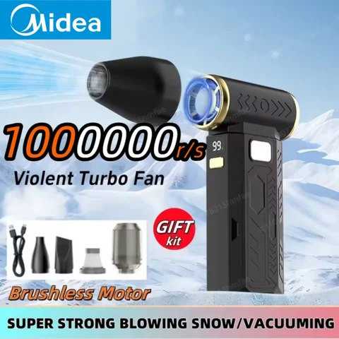 Midea 2in1 Violent Fan 1000000RPM Super Powerful Air Blower Vacuum Blowing Suction For Dust Cleaner Brushless Turbo Strong Wind