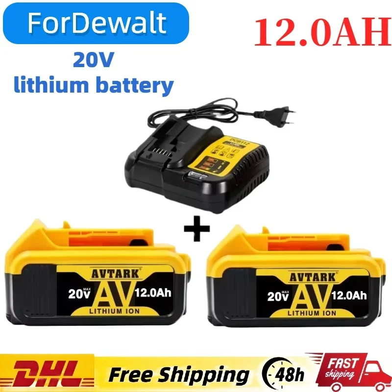 

2024 NEW DCB200 20V 12.0Ah Lithium Battery for DeWalt 18V Power Tool DCB181 DCF880 DCD740 20V 6Ah/8Ah/12Ah Lithium Battery