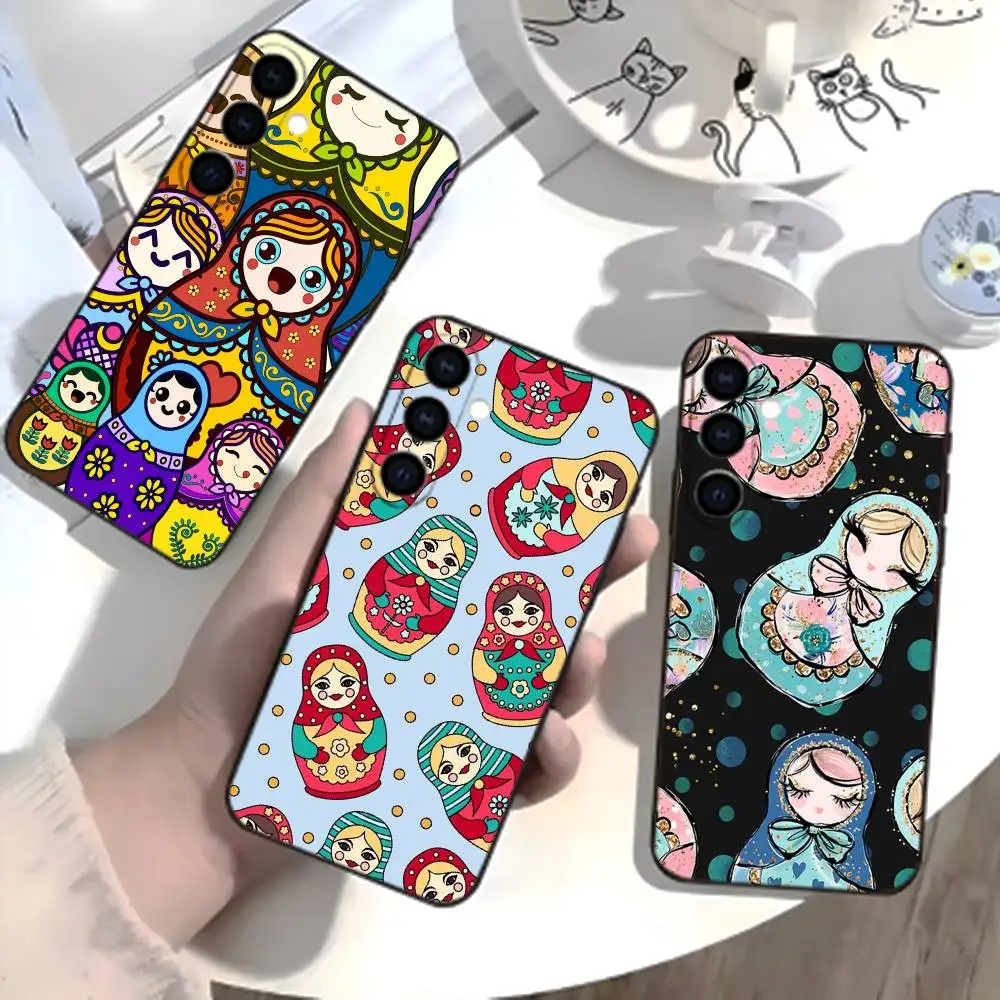 D-Russian Dolls Matryoshka Phone Case For Samsung Galaxy A73,A21s,A22,A31,A52,A53,A71,A41Soft Black Shell