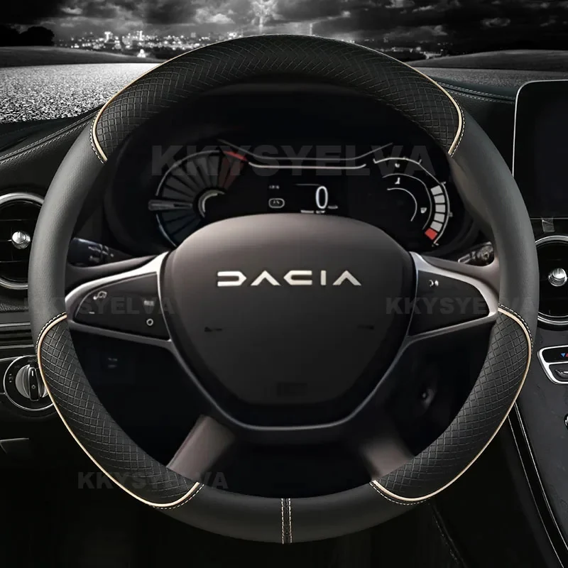 Mikrofaser Leder Auto Lenkrad Abdeckung Für Dacia Logan Sandero Duster Lodgy Jogger Dokker Frühling 2017-2024 Auto Zubehör – Detail 3