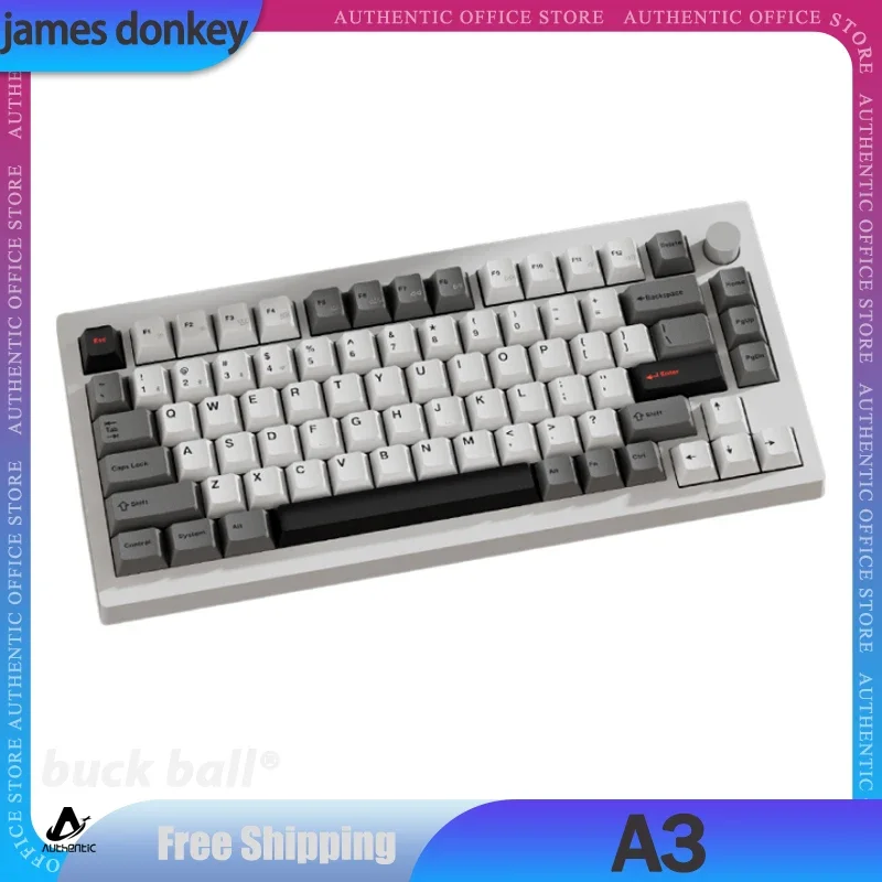 

Jamesdonkey A3 3.0 Mechanical Keyboards 3mode 2.4G Bluetooth Wireless Keyboard With Knob PBT Hot Swap Custom Gamer Keyboard Gift