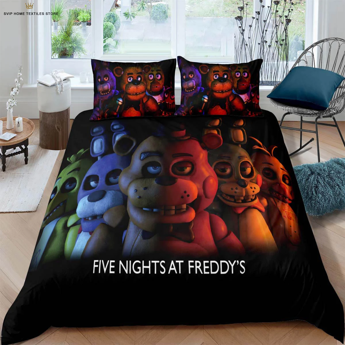 Dark Game Cartoon Print Quilt Cover Dormitory Children's Room Bedding Set Quilt Cover Pillowcase 100% Polyester 3 Pieces