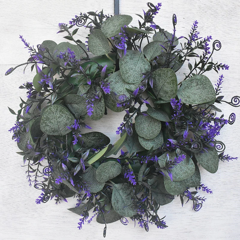 

Faux Lavender Eucalyptus Leaf Wreath Door Decoration Money Leaf Eucalyptus Leaf Wreath Grass Wreath Eucalyptus Door Ring