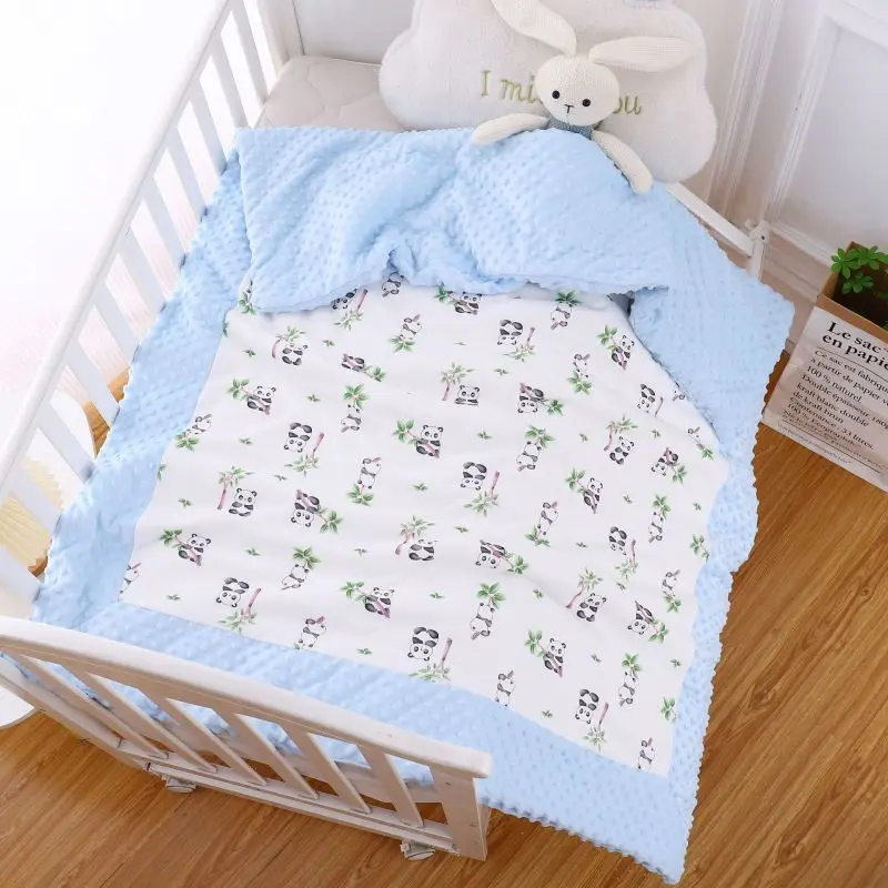 Newborn Blanket Winter Thickened Pure Cotton Soft Skin Breathable Sleeping Quilt Outdoor Cart Windproof Warm Baby Print Blanket