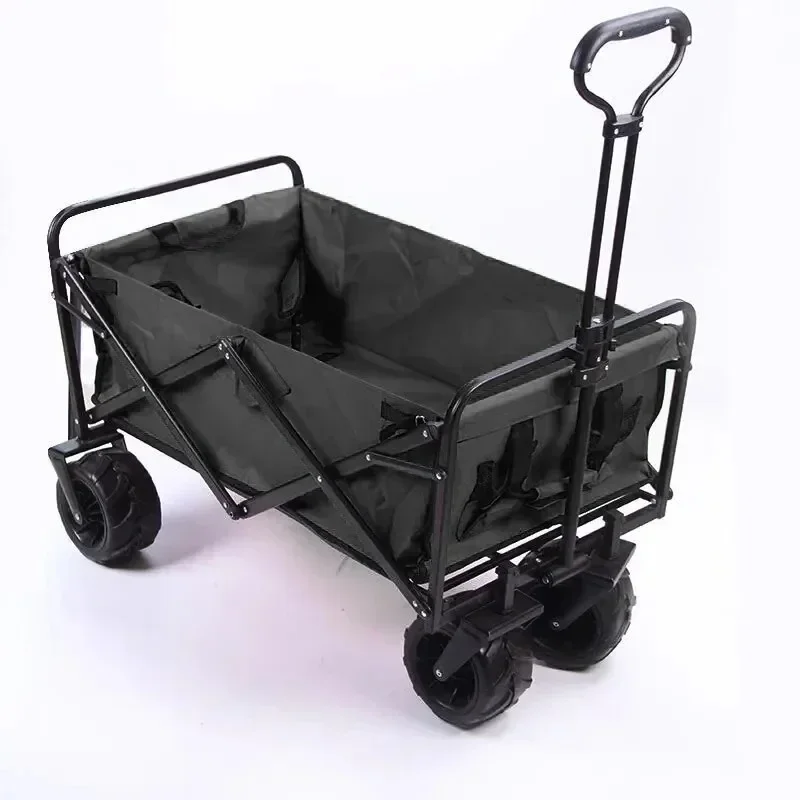 

Heavy Duty Pu Wheels Outdoor Collapsible Wagon Utility Folding All Terrain Beach Trolley Camping Cart