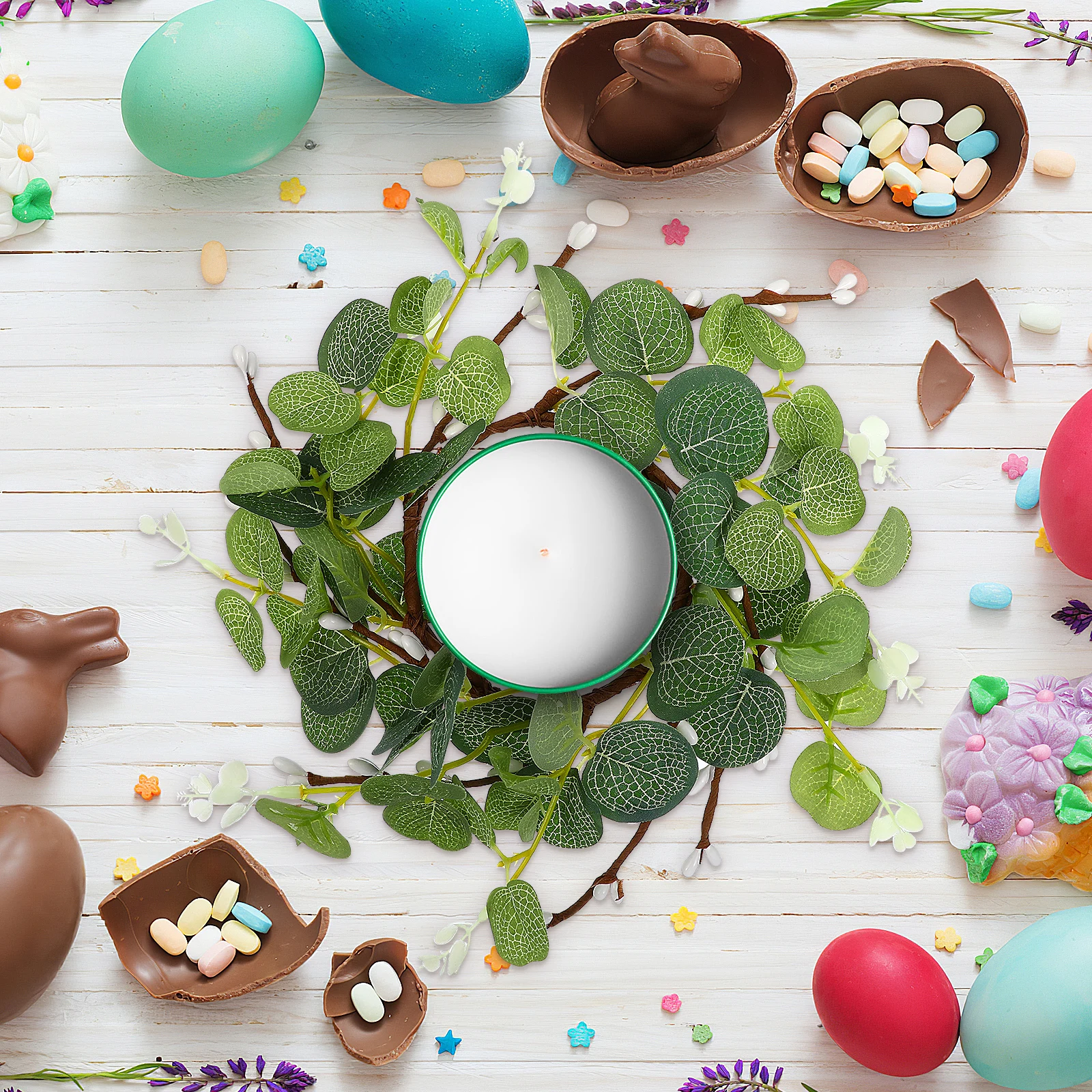 

2pcs Simulation For Holiday Party Wedding Desktop Decoration Easter Wreath Nordic Ring Festival