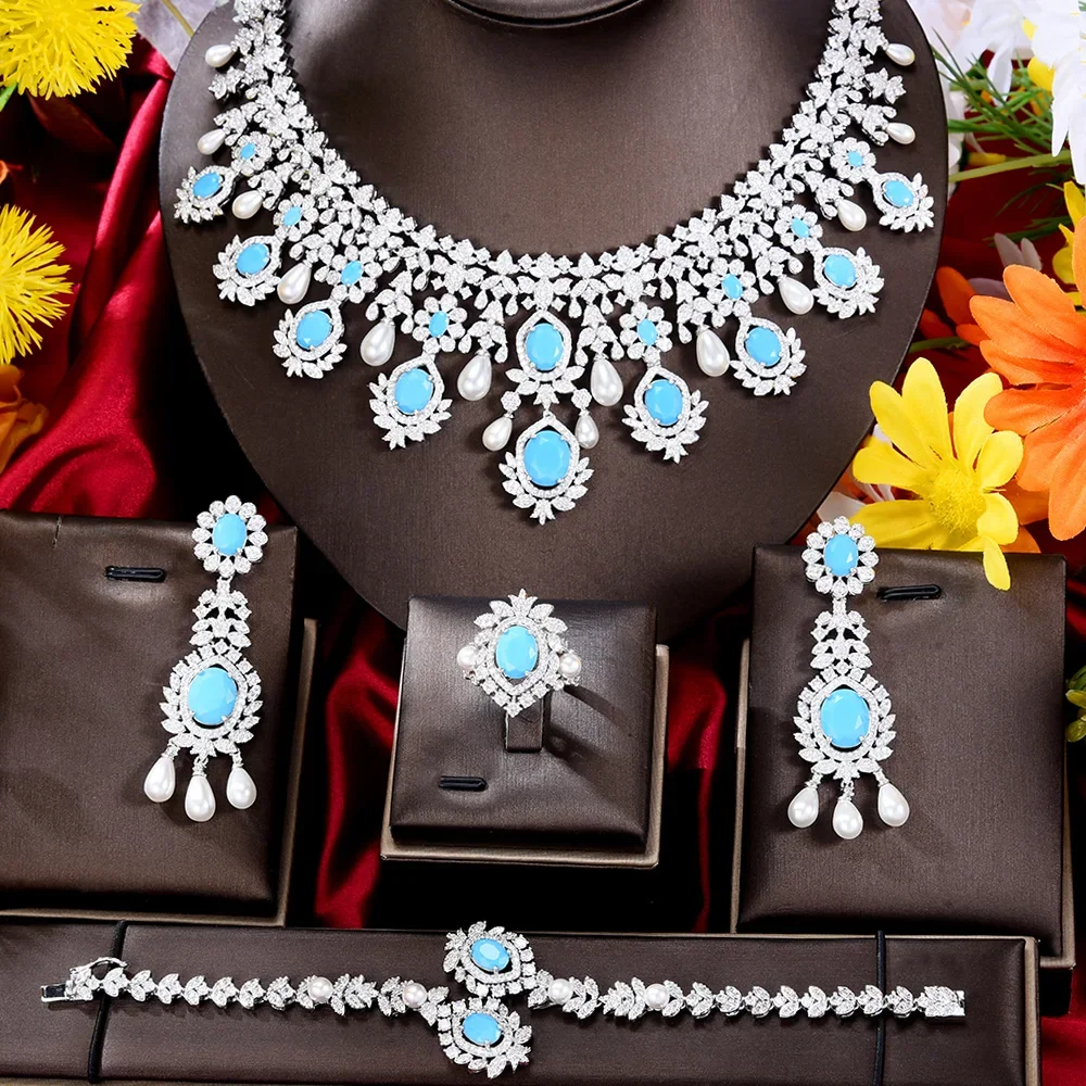 New Fashion Orange UAE Dubai Bridal Jewelry Set For Women Wedding Party Nigerian African Long Necklace Earring Set