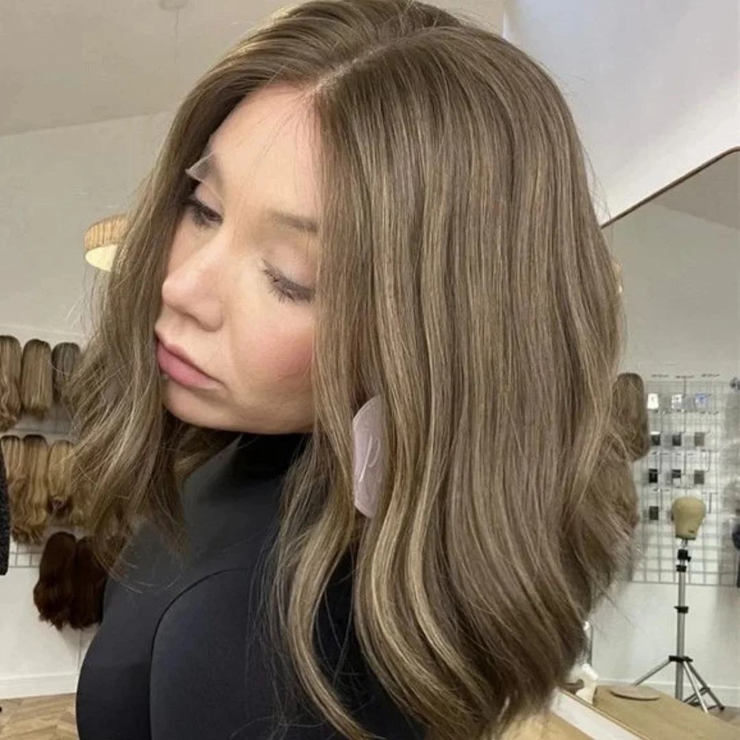 مرونة الظلام الكرمل البني الاصطناعية HD الدانتيل الشفاف شعر مستعار أمامي 22 بوصة موجة طبيعية قبل قطعها شعري ألياف سمراء #2