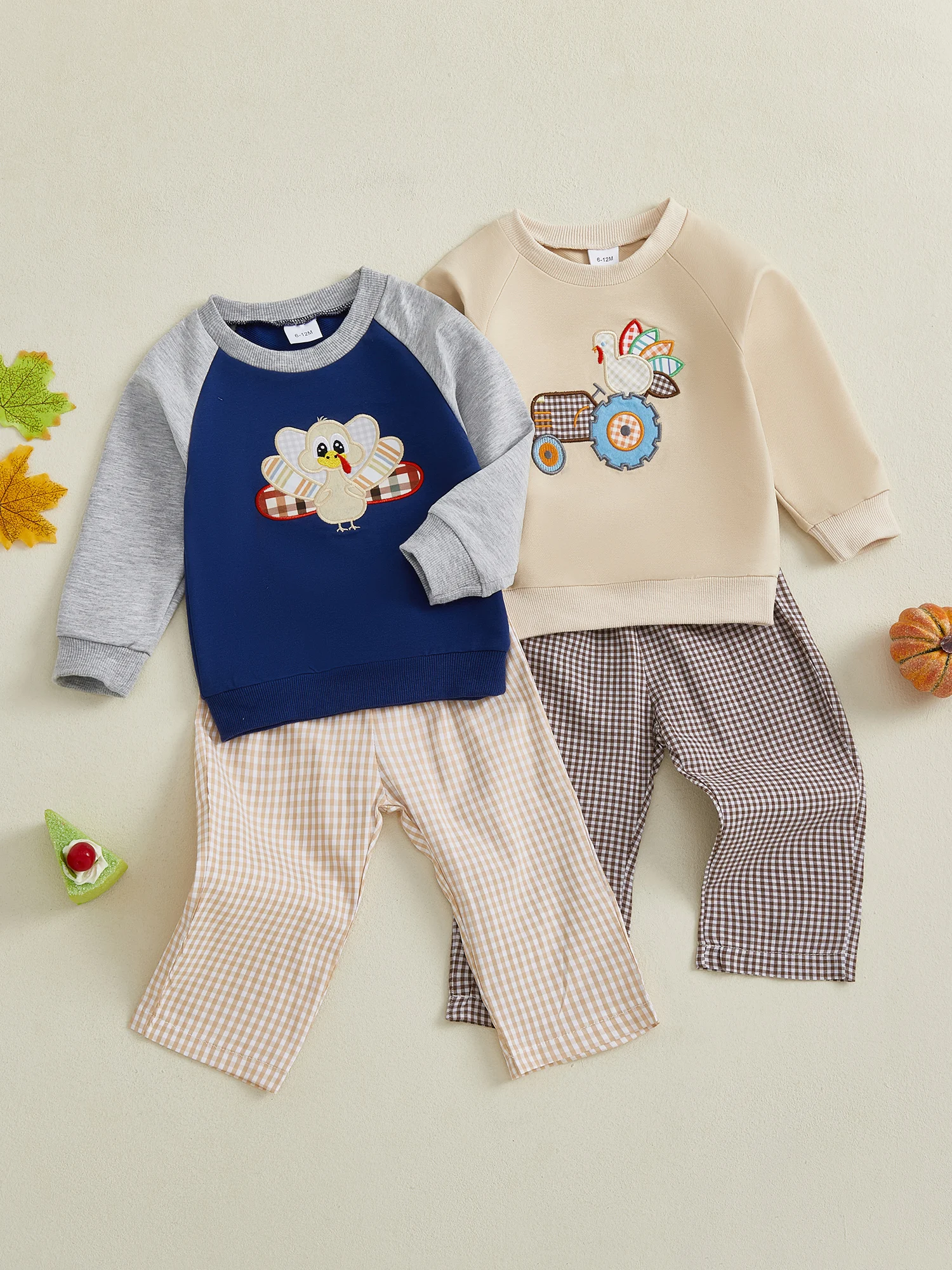 

Baby Girl Christmas Outfit Reindeer Embroidered Long Sleeve Tunic Top Plaid Ruffle Pants 2 Piece Set with Bow