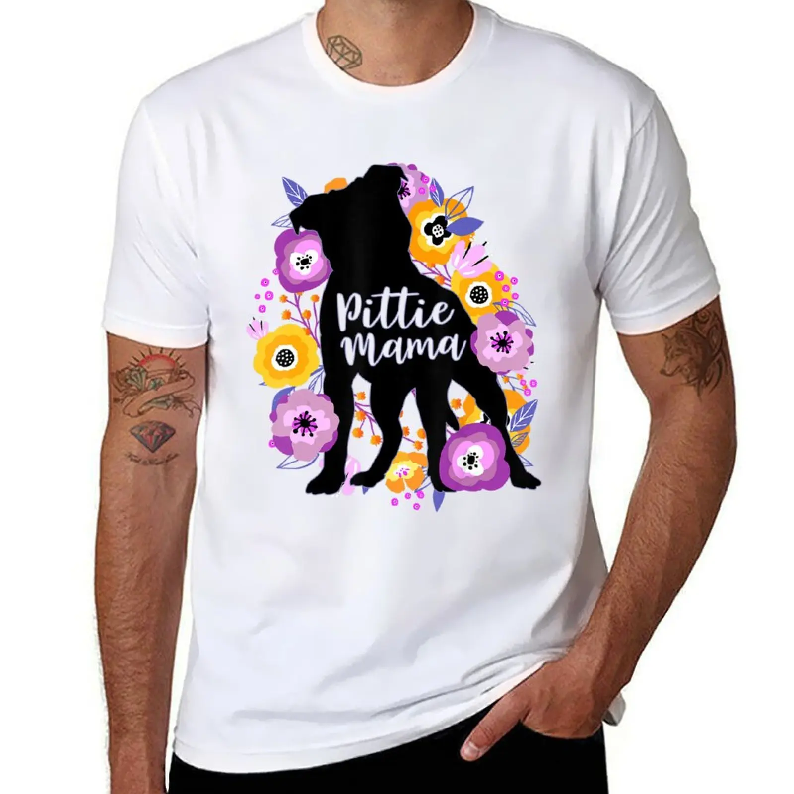 

Pitbull Mama Purple Flowers Pittie Cute Pitbull Mom Dog Lover T-Shirt man t shirts for men anime t shirts for man T-Shirt