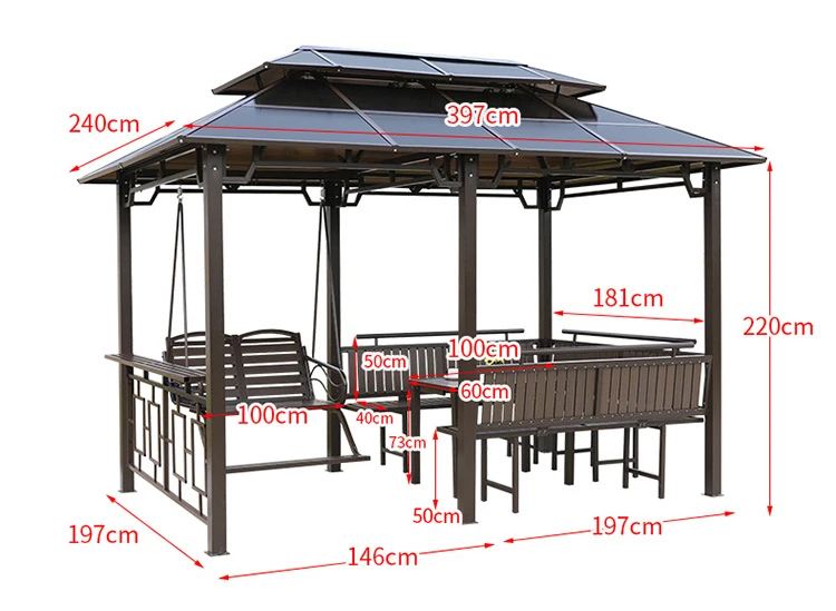 Outdoor gazebo swing combination garden terrace awning