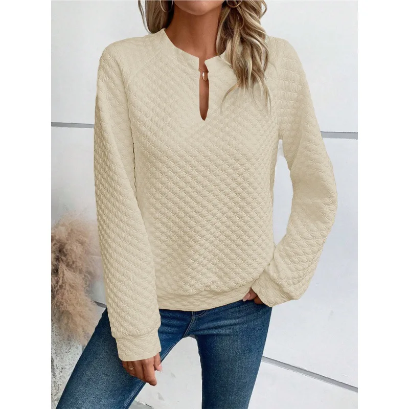 

New Autumn Winter Women's Solid Color Deep V-neck Hoodies Spliced long-sleeved Casual Sweatshirt
