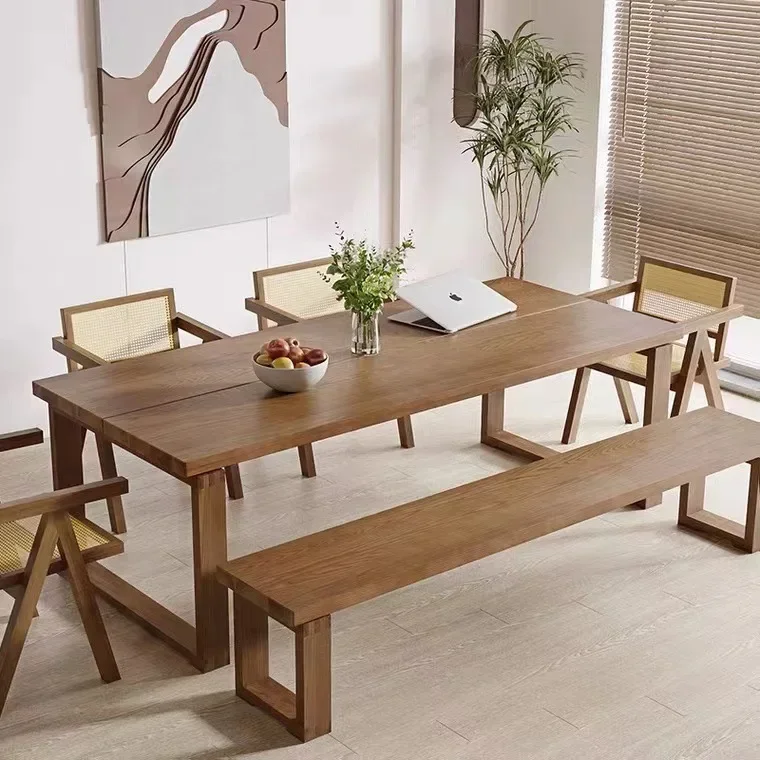 

Обеденный стол из белого воскового дерева, обеденный стол для маленькой квартиры, модный студенческий стол для рисования, конференц-стол из цельного дерева