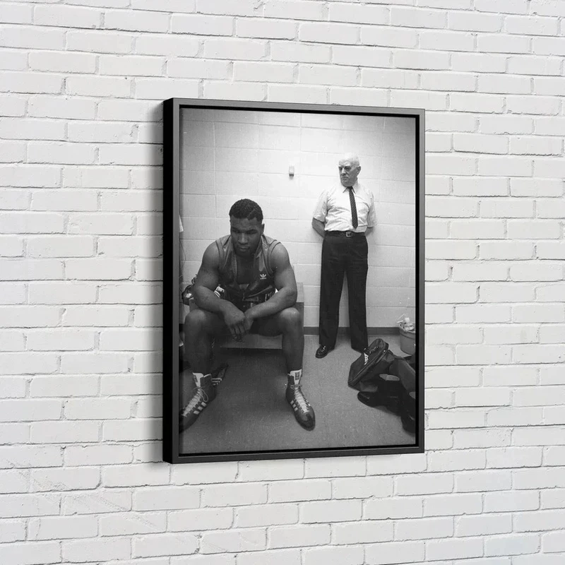 Young Mike Tyson and His Coach Cus D\'Amato Before His First Pro Fight Art Poster Canvas Painting Wall Prints Picture  Home Decor
