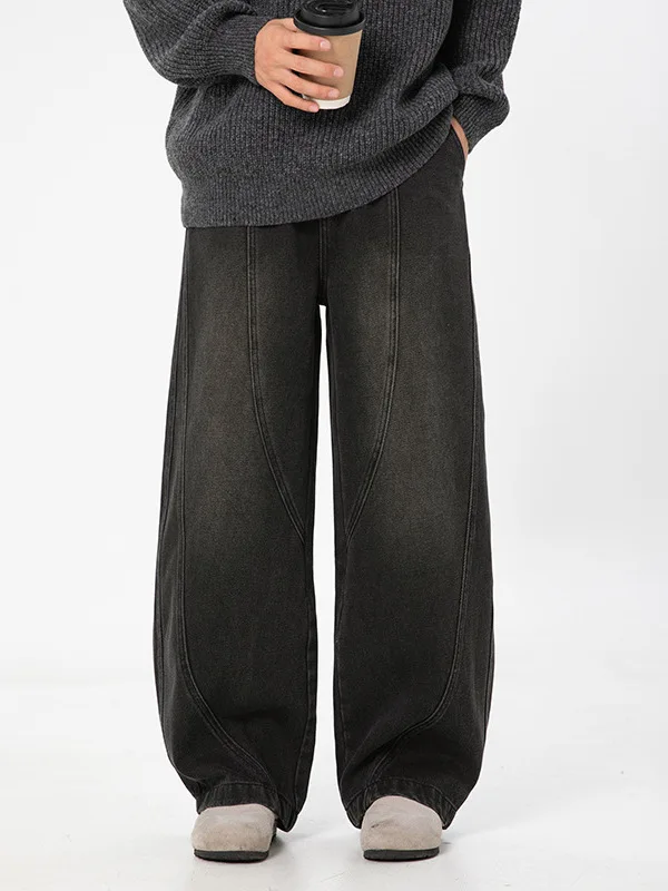 

Мужские джинсы в стиле ретро с разрезами, повседневные, свободного прямого кроя, весенние, винтажные, синие, из денима, в уличном стиле