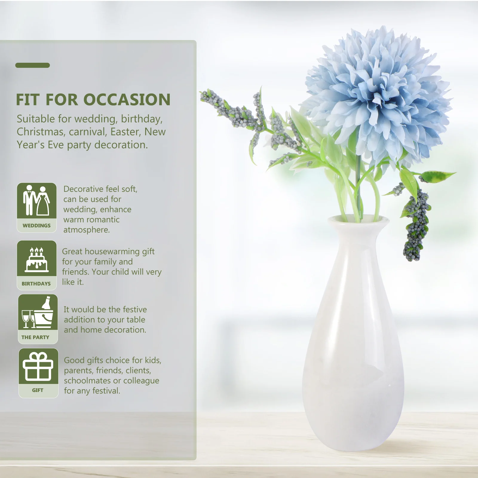 

Ceramic Vase Creative Desktop Flower Vase Small Simple Bullet Bottle for Home Office Decoration White Breathable Cute Design