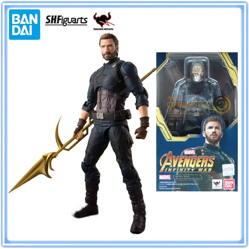 

Bandai Original S.H.Figuarts Marvel AVENGERS INFINITY WAR Captain America Action Figures Active Joints Collectible Model