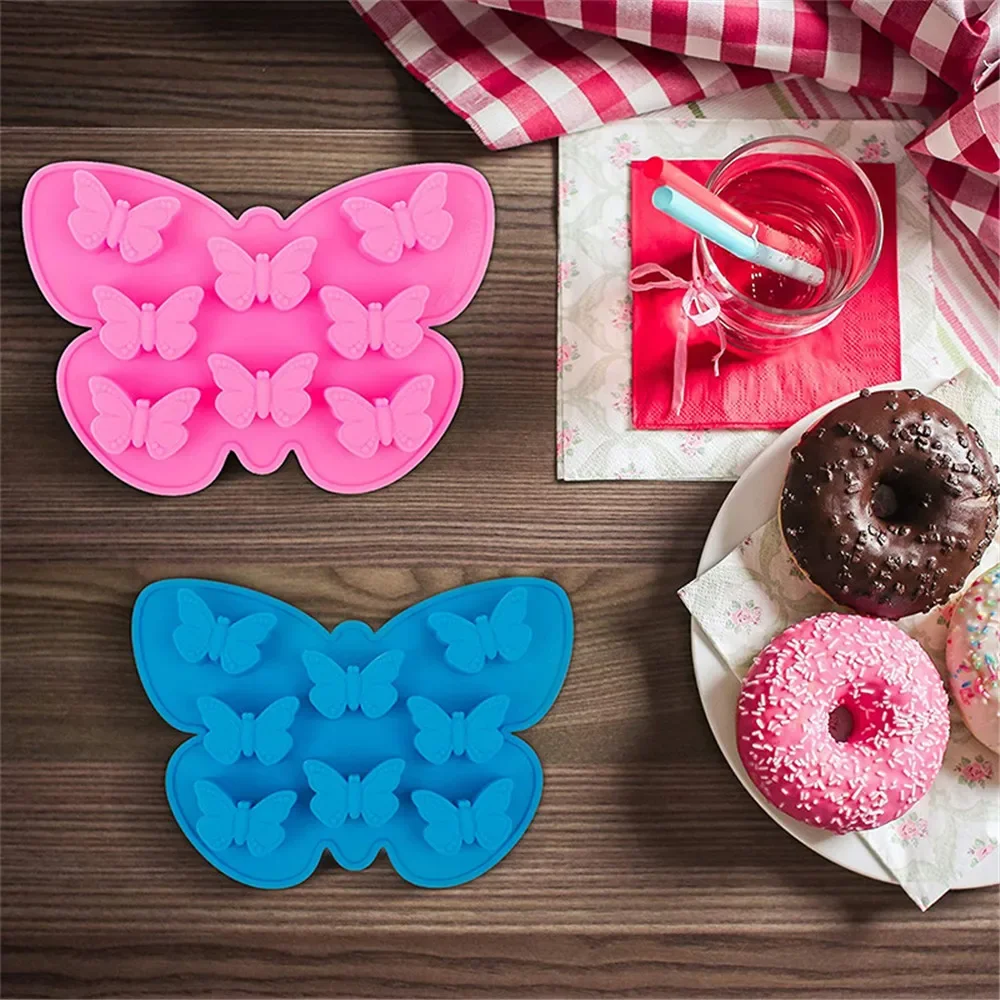 8 Butterfly Cake Mold Silicone Chocolate Candy Baking Molds Butterfly Shape Ice Cube Tray for Baking Cake Soap Bread Muffin Mold