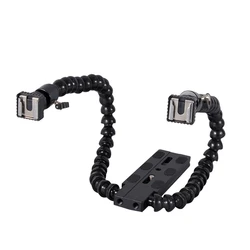 Flexible Dual Arm Hot Shoe Flash Bracket Mount Holder For Canon Nikon Pentax Macro Shot Camera Accessories
