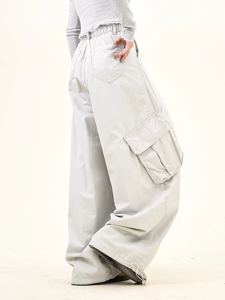American Style Casual Pants Women's Loose Straight Leg Workwear Trousers Multi-Pocket Bf Style Loose Fit Long Pants