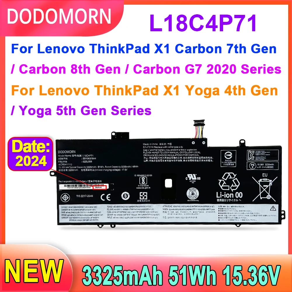 Imagem -01 - Dodomorn L18c4p71 Bateria do Portátil para Lenovo Thinkpad x1 Yoga 4ª Geração x1 Yoga2023 Gen Sb10k97644 L18l4p71 L18m4p72 Sb10t83173 dodomorn l18c4p71 bateria do portatil para lenovo thinkpad x1 yoga 4 geracao x1 yoga2023 gen sb10k97644 l18l4p71 l18m4p72 sb10t83173 01