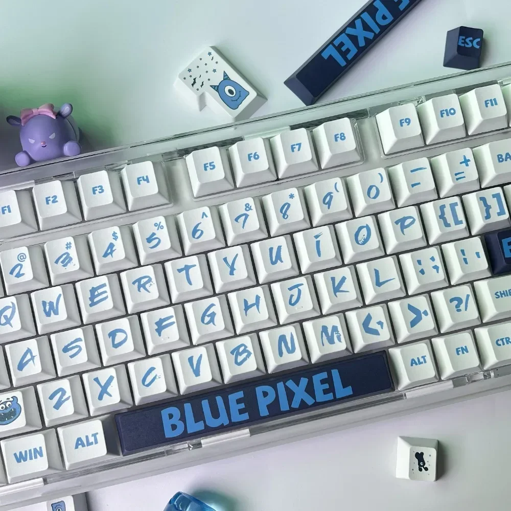 Small Full Set, Cherry, Keycap Set, Large Blue Type PBT for Mx Cherry Gateron Switch Mechanical Keyboard Kit