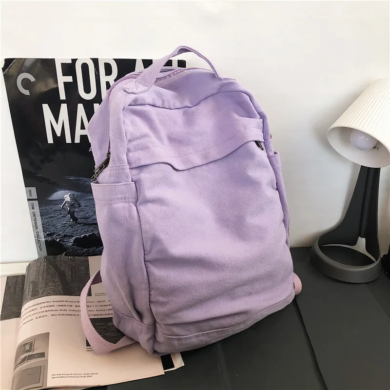 2023 New Product Large Capacity Boys\' Girls\' Canvas Backpack Japanese Solid Color Schoolbag High Quality Cloth Travel Bag Cool