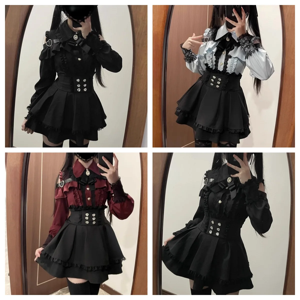 

Kawaii Женские рубашки Jirai Kei Lolita Y2K Симпатичная блузка в японском стиле Элегантные милые топы с длинными рукавами Повседневная эстетичная рубашка 2025