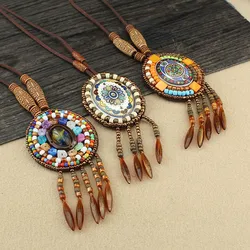 New Women Bohemian Ethnic Long Chain Feather Dreamcatcher Skeleton Tassel Pendant Necklace Choker Boho Jewelry Accessories