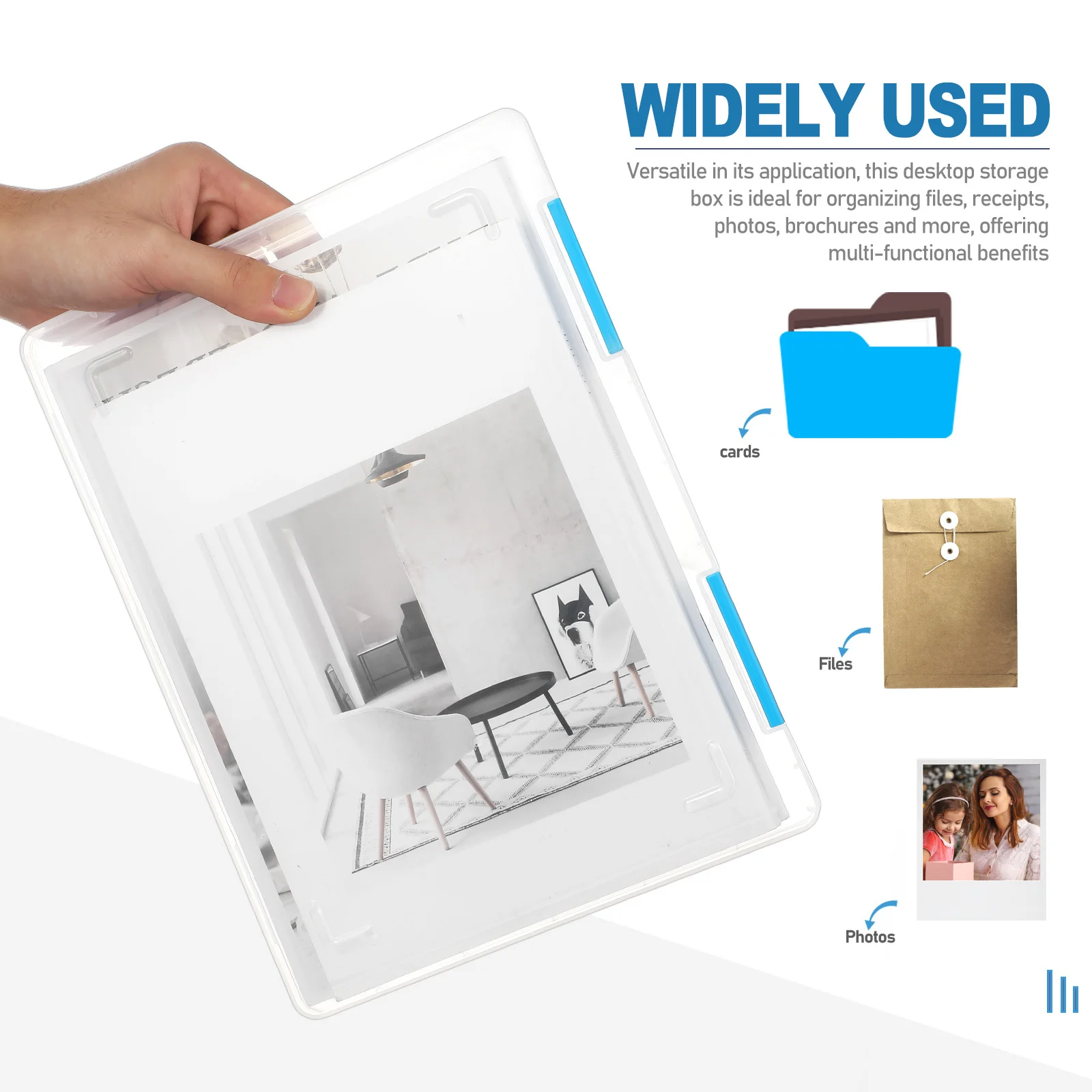 Caja de almacenamiento de papel transparente A4, organizador de escritorio transparente, soporte de plástico para documentos, caja de archivos, contenedor de almacenamiento de oficina, 4 Uds.