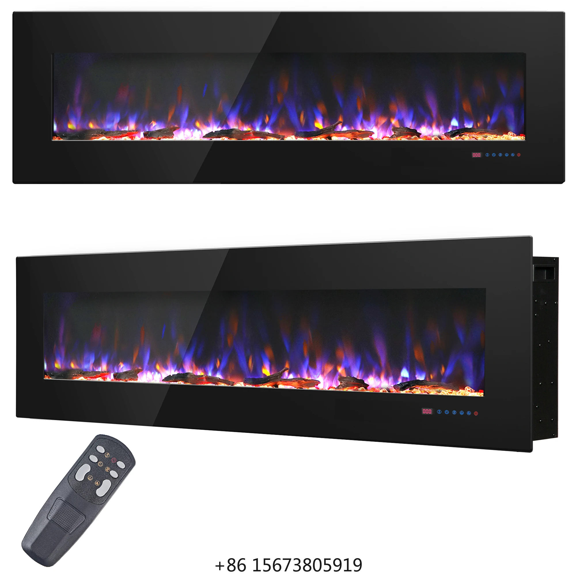 

Электрический камин 60 дюймов с современным LED-дизайном пламени, двойной регулировкой нагрева, пультом ДУ, функцией подвешивания, английская версия, вилка стандарта США